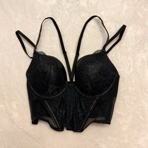 La Senza black lace push up crop bustier Size 34C